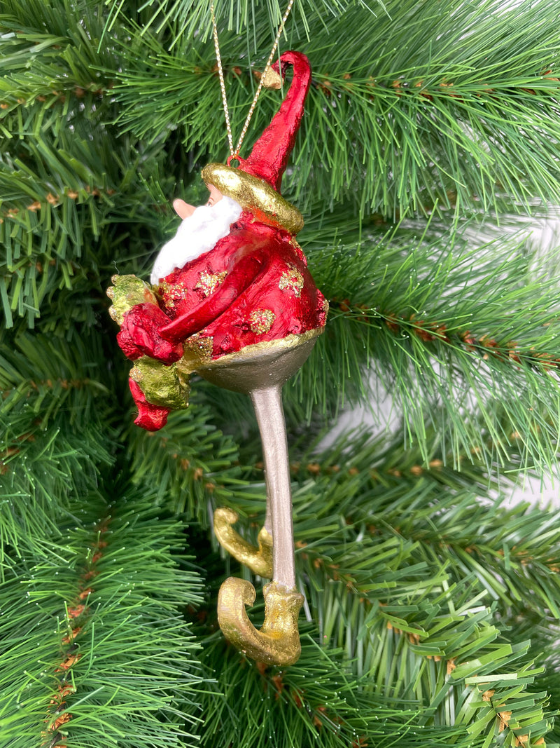 Weihnachtsmann Gabenträger Weihnachten Baumschmuck Figur Deko Anhänger Ornament Christbaumschmuck 16 cm rot mit Kranz