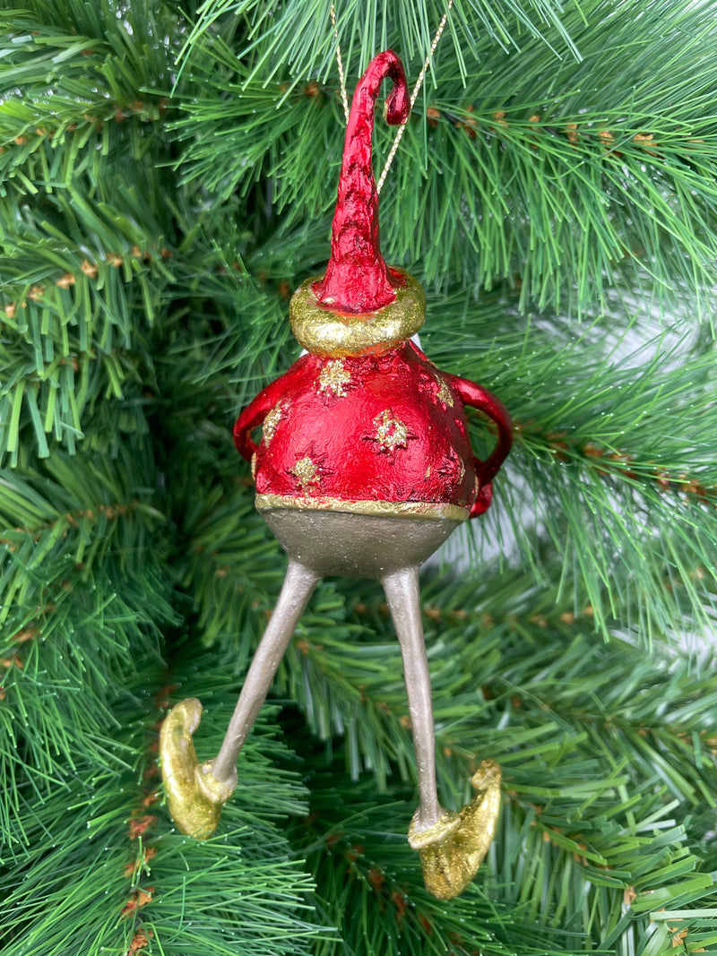 Weihnachtsmann Gabenträger Weihnachten Baumschmuck Figur Deko Anhänger Ornament Christbaumschmuck 16 cm rot mit Kranz