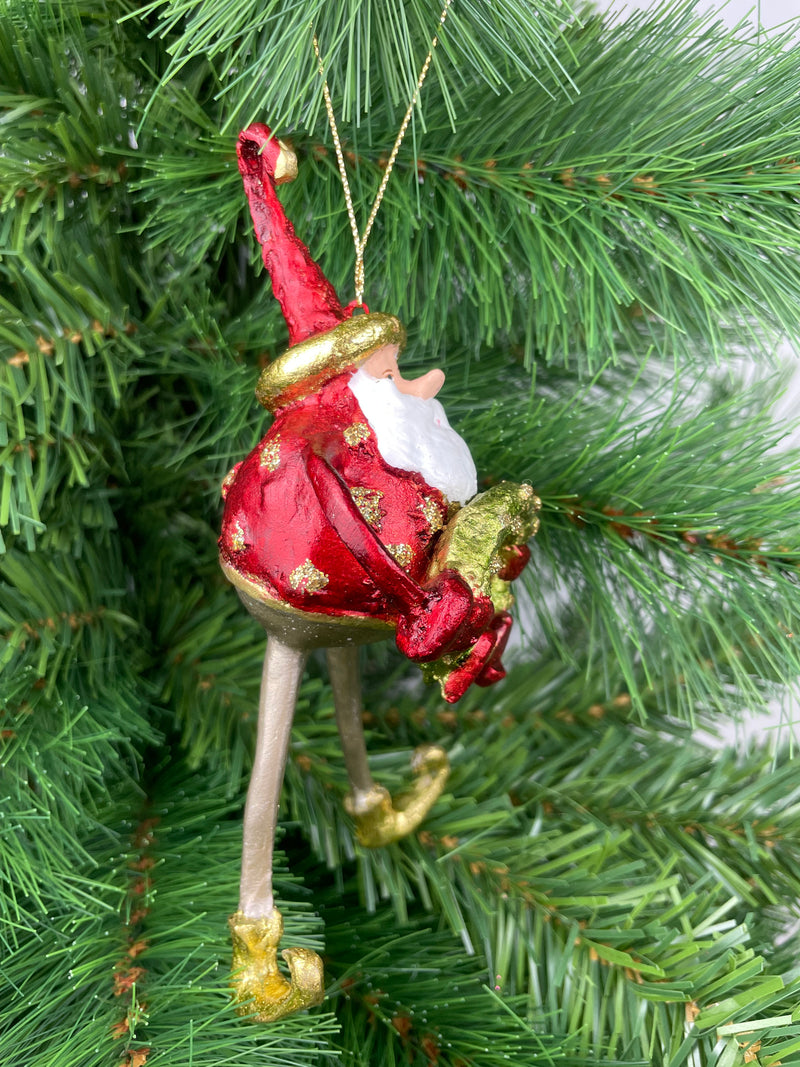 Weihnachtsmann Gabenträger Weihnachten Baumschmuck Figur Deko Anhänger Ornament Christbaumschmuck 16 cm rot mit Kranz