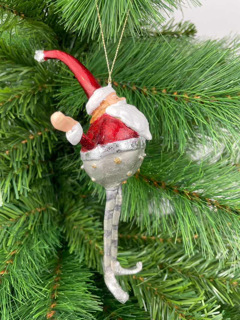 Weihnachtsmann Gabenträger Weihnachten Baumschmuck Figur Deko Anhänger Ornament Christbaumschmuck 18  cm Silber-rot mit Geschenk