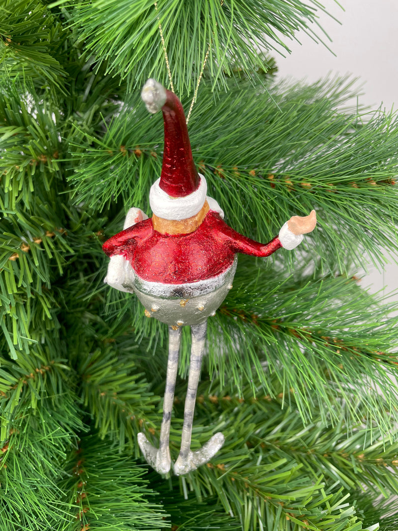 Weihnachtsmann Gabenträger Weihnachten Baumschmuck Figur Deko Anhänger Ornament Christbaumschmuck 18  cm Silber-rot mit Geschenk