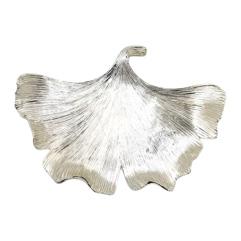 Schale Ginkgoblatt Tablett silber Blattform aus Kunstharz dekoratives, zeitloses Design Serviertablett Dekoration L/B/H: 24/17,5/3 cm