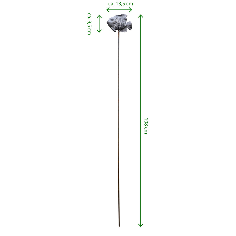 Gartenstecker FISCH Rost Metall Patina/Edelrost Stecker Gartendekoration Beet Stab Bodenstecker Spieß 108 cm hoch