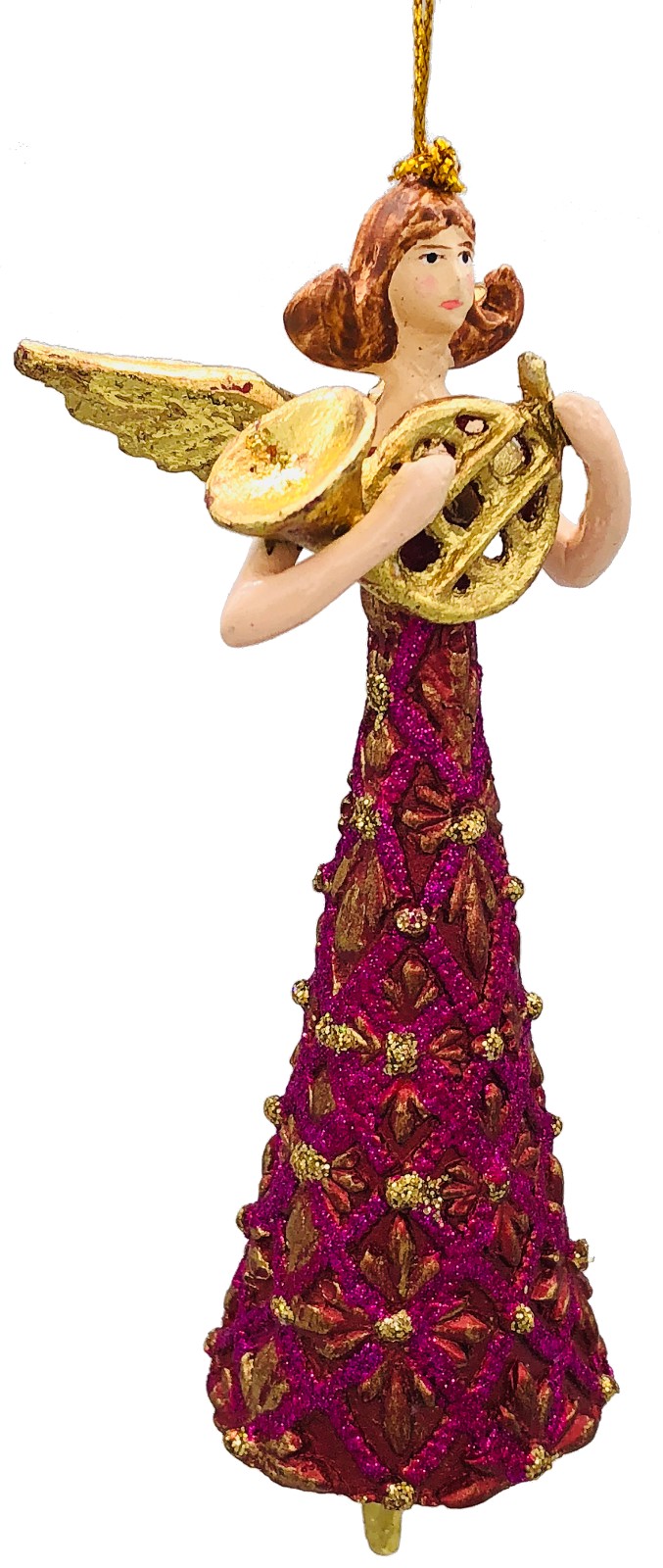 Christbaumschmuck Figur Engel mit Horn pink gold Hänger Baumschmuck 16cm