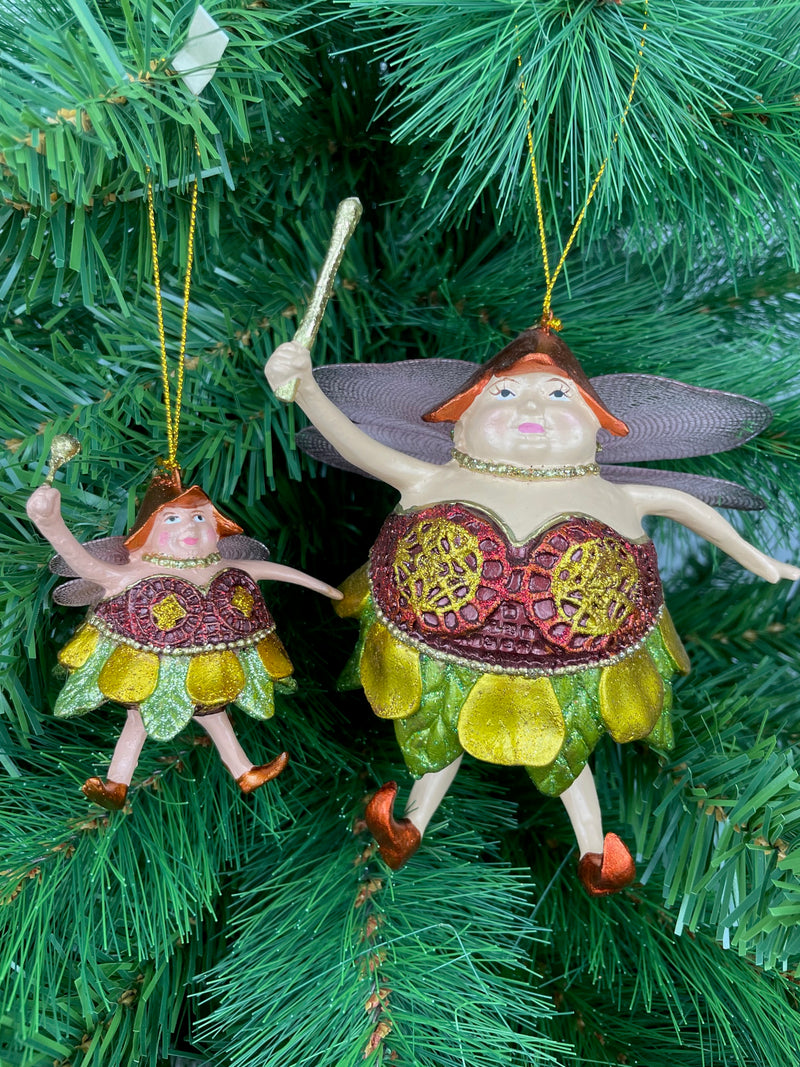 Pummelelfe Baumschmuck Figur "Dicke Elfe" Fee kupfer-grün-gold Hänger Ostern Frühling Weihnachten 15cm