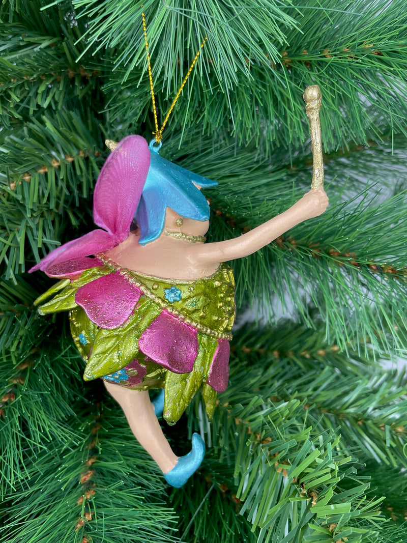 Pummelelfe Baumschmuck Figur "Dicke Elfe" Fee hellgrün-pink Hänger Ostern Frühling Weihnachten 15cm