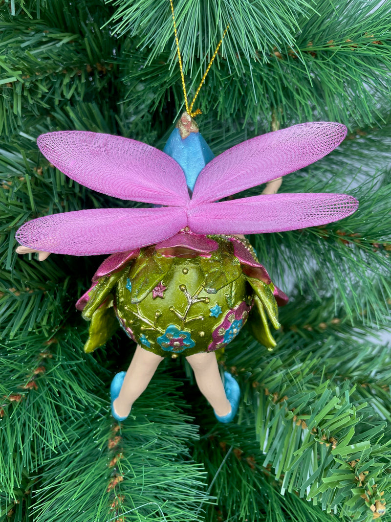 Pummelelfe Baumschmuck Figur "Dicke Elfe" Fee hellgrün-pink Hänger Ostern Frühling Weihnachten 15cm