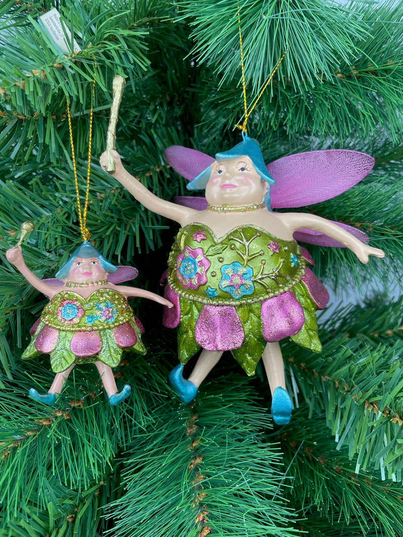 Pummelelfe Baumschmuck Figur "Dicke Elfe" Fee hellgrün-pink Hänger Ostern Frühling Weihnachten 15cm