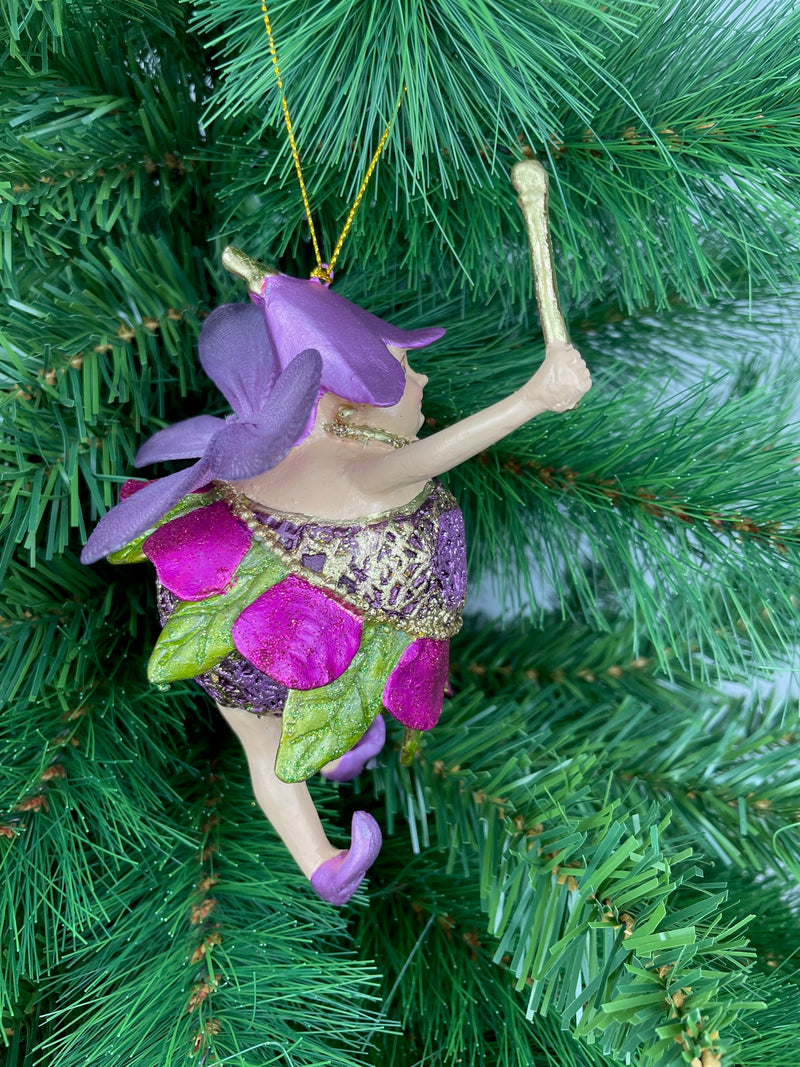 Pummelelfe Baumschmuck Figur "Dicke Elfe" Fee lila-grün Hänger Ostern Frühling Weihnachten 15cm