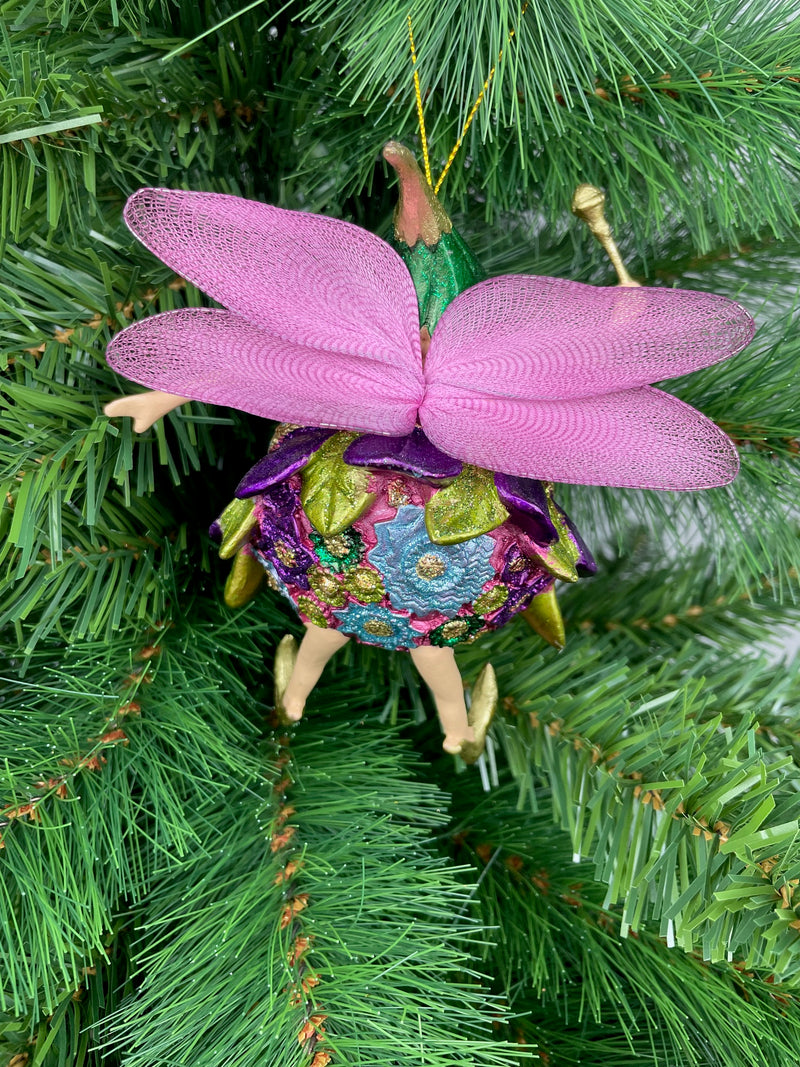 Pummelelfe Baumschmuck Figur "Dicke Elfe" Fee violett-grün Hänger Ostern Frühling Weihnachten 15cm