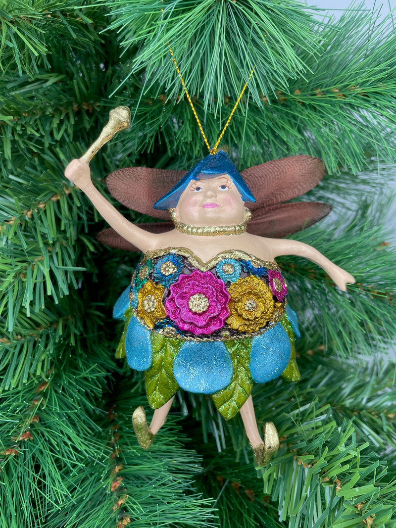 Pummelelfe Baumschmuck Figur "Dicke Elfe" Fee türkis-blau Hänger Ostern Frühling Weihnachten 15cm