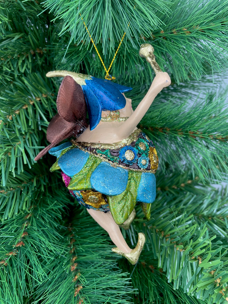 Pummelelfe Baumschmuck Figur "Dicke Elfe" Fee türkis-blau Hänger Ostern Frühling Weihnachten 15cm