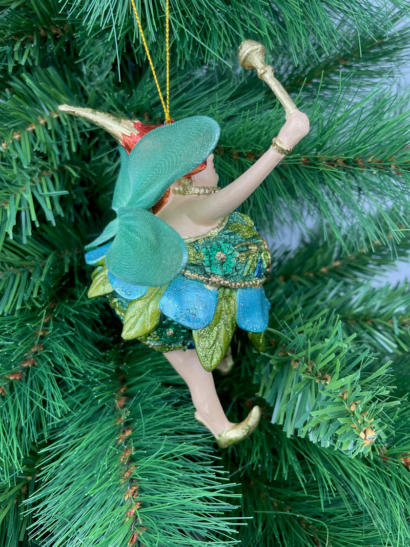 Pummelelfe Baumschmuck Figur "Dicke Elfe" Fee hellblau-grün Hänger Ostern Frühling Weihnachten 15cm