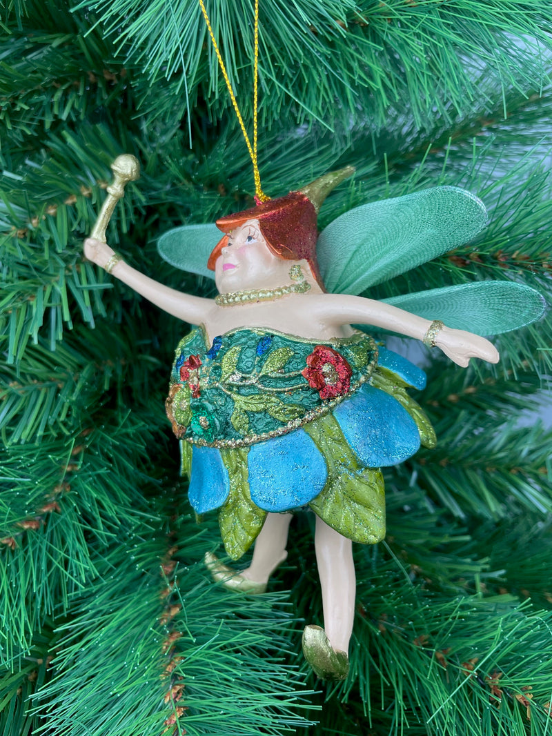 Pummelelfe Baumschmuck Figur "Dicke Elfe" Fee hellblau-grün Hänger Ostern Frühling Weihnachten 15cm