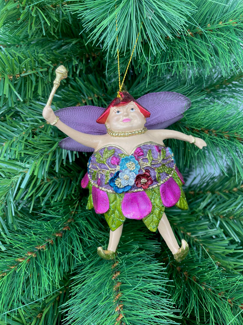 Pummelelfe Baumschmuck Figur "Dicke Elfe" Fee pink-grün Hänger Ostern Frühling Weihnachten 15cm