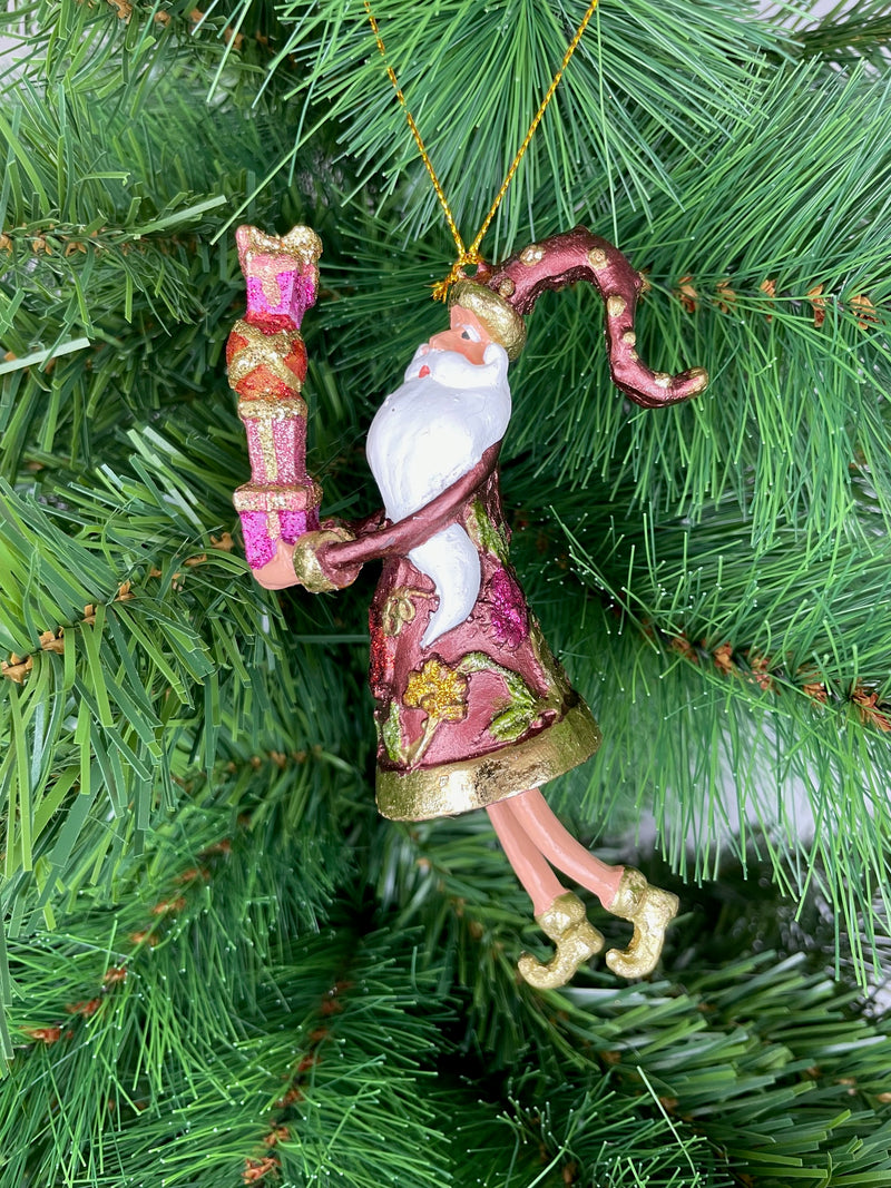 Christbaumschmuck Figur Weihnachtsmann Gabenträger Hänger rot-grün-gold 14 cm