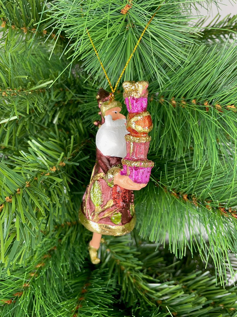 Christbaumschmuck Figur Weihnachtsmann Gabenträger Hänger rot-grün-gold 14 cm