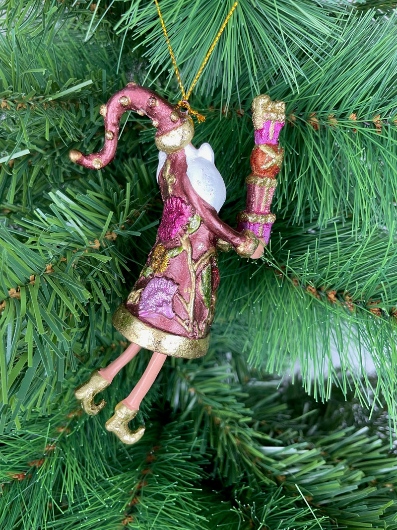 Christbaumschmuck Figur Weihnachtsmann Gabenträger Hänger rot-grün-gold 14 cm