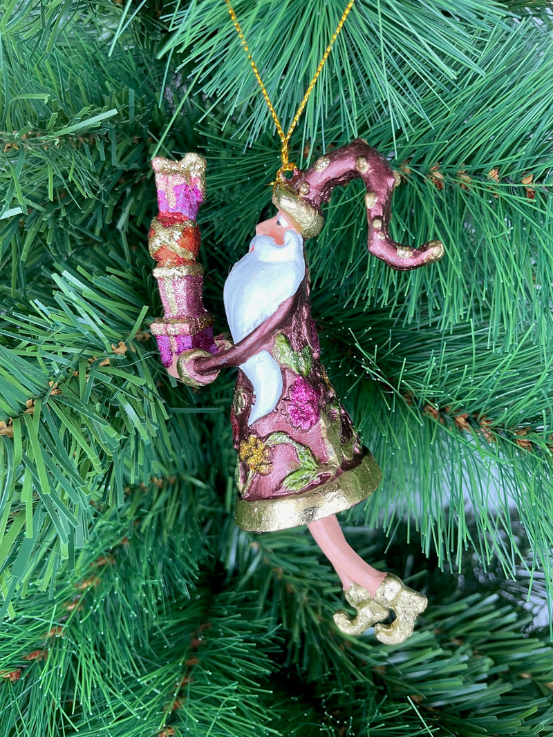 Christbaumschmuck Figur Weihnachtsmann Gabenträger Hänger rot-grün-gold 14 cm