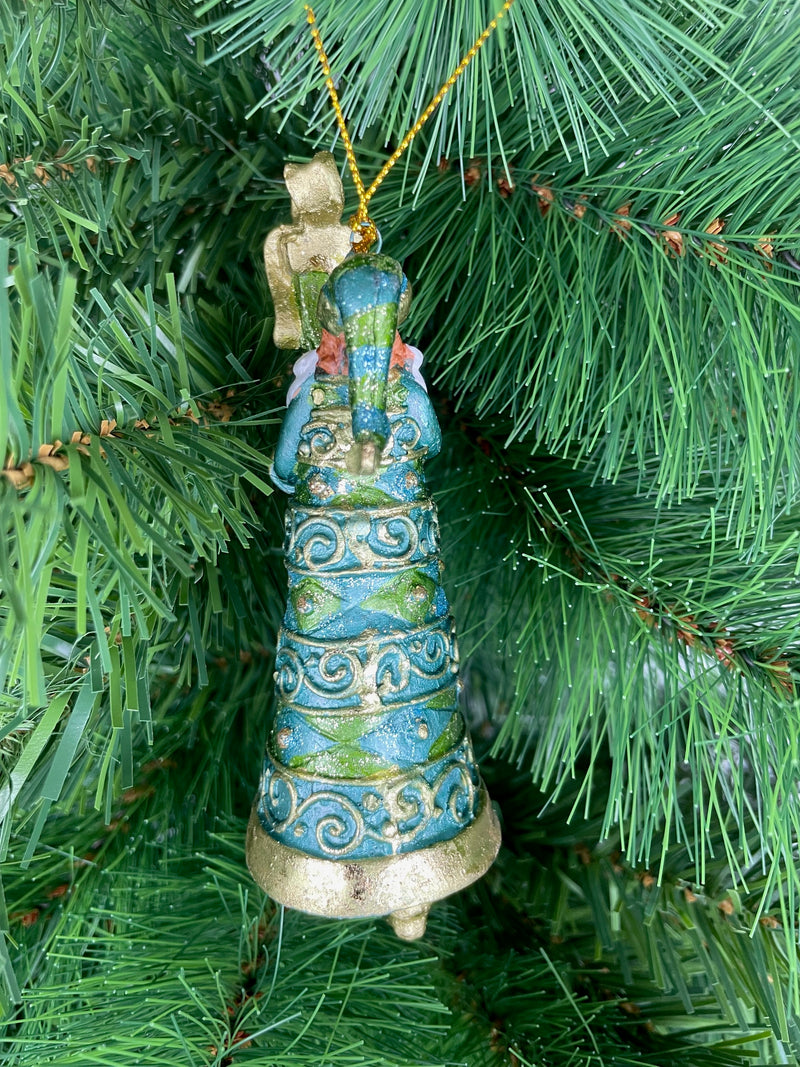 Christbaumschmuck Figur Weihnachtsmann Gabenträger Hänger grün-türkis 14 cm