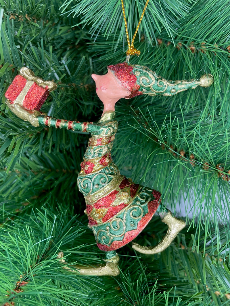 Christbaumschmuck Figur Gabenträger Hänger Baumschmuck grün-rot-gold 13 cm