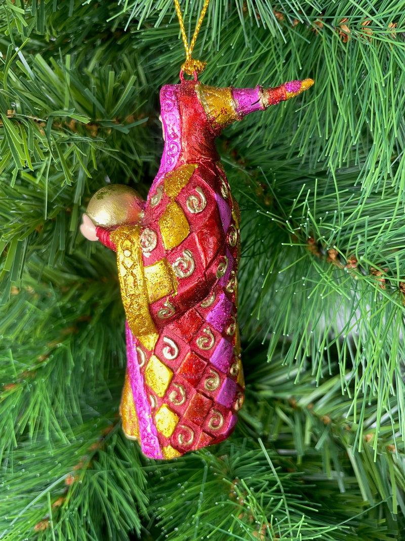 Zauberin Hexe Weihnachten Baumschmuck Figur Deko Hänger Christbaumschmuck 12 cm rot-gold