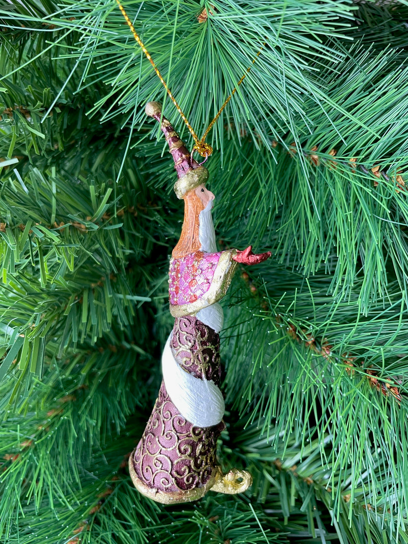 Christbaumschmuck Figur Weihnachtsmann mit Baum weinrot Baumschmuck 14cm