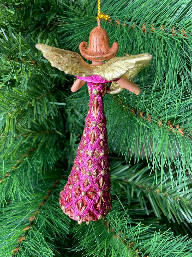 Christbaumschmuck Figur Engel mit Horn pink gold Hänger Baumschmuck 16cm