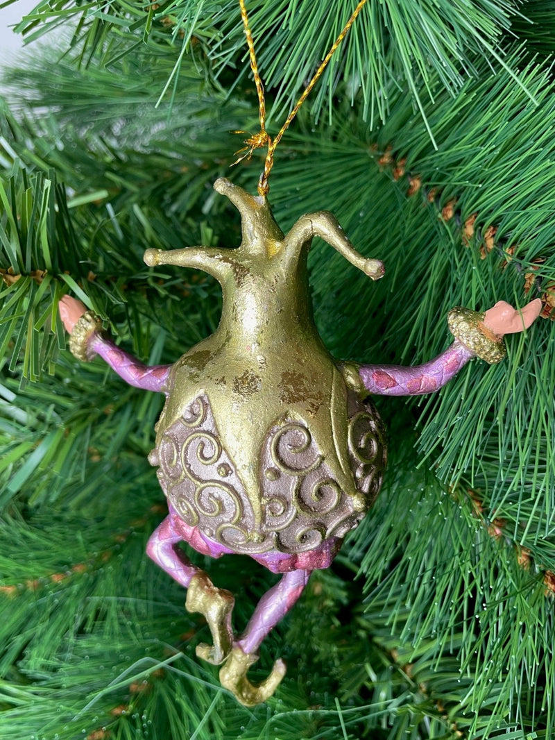 Christbaumschmuck Figur Harlekin Dick Deko Hänger rosa lila gold