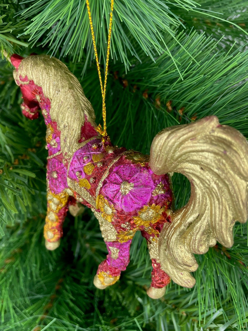 Christbaumschmuck Figur "Einhorn" Hänger pink-gold Hänger 15 cm