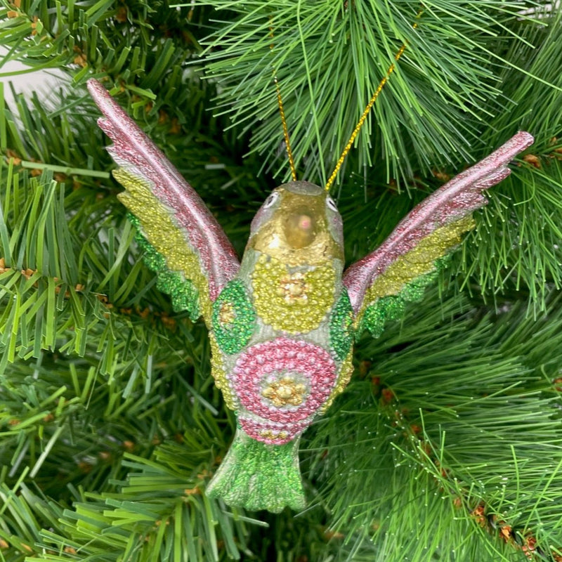 Kolibri Baumschmuck Figur Ostern Frühling Weihnachten hellgrün rosa grün 12cm