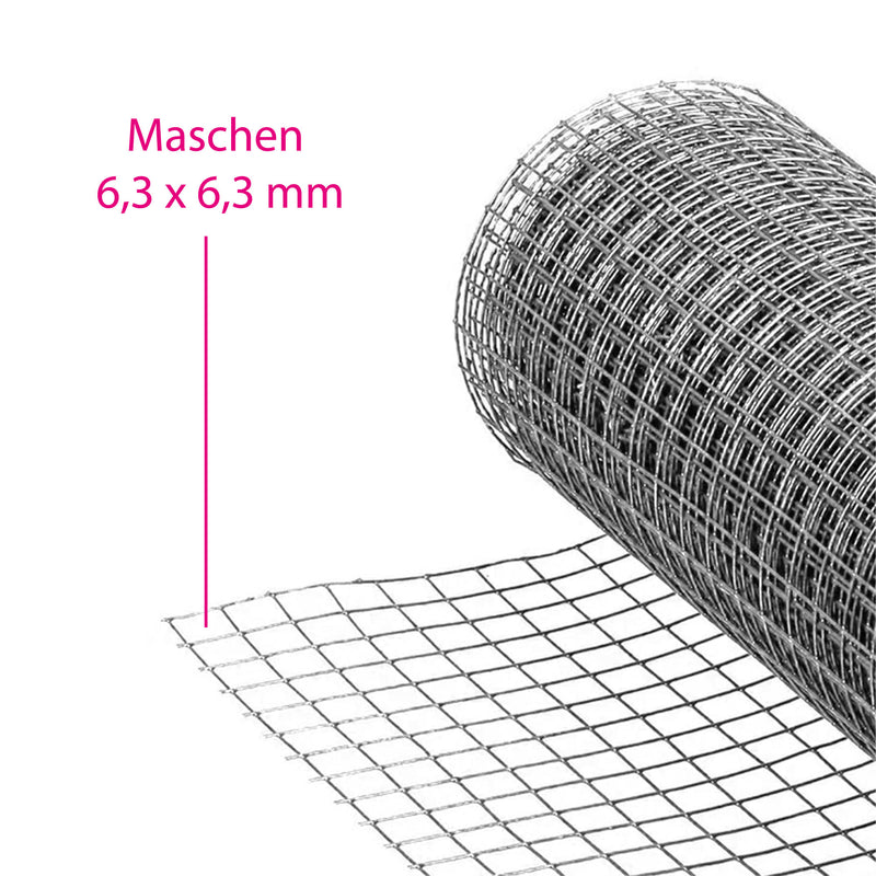 Drahtgitter Wühlmaus- Maulwurfgitter 6,3mm Maschenweite Metallgitter Volierendraht Maulwurfsperre Drahtzaun Drahtgeflecht feuerverzinkt 1m breit / hoch - 25m lang