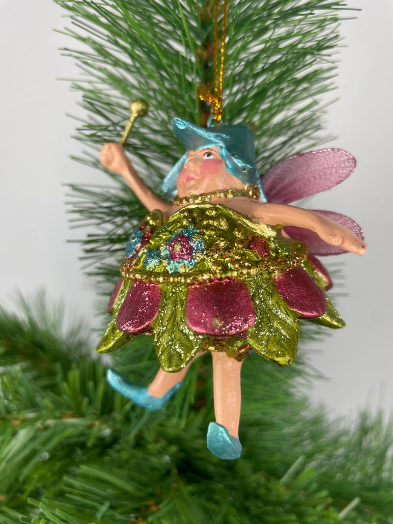 Pummelelfe Baumschmuck Figur Dicke Elfe mini Fee hellgrün-pink Hänger Ostern Frühling Weihnachten 8cm