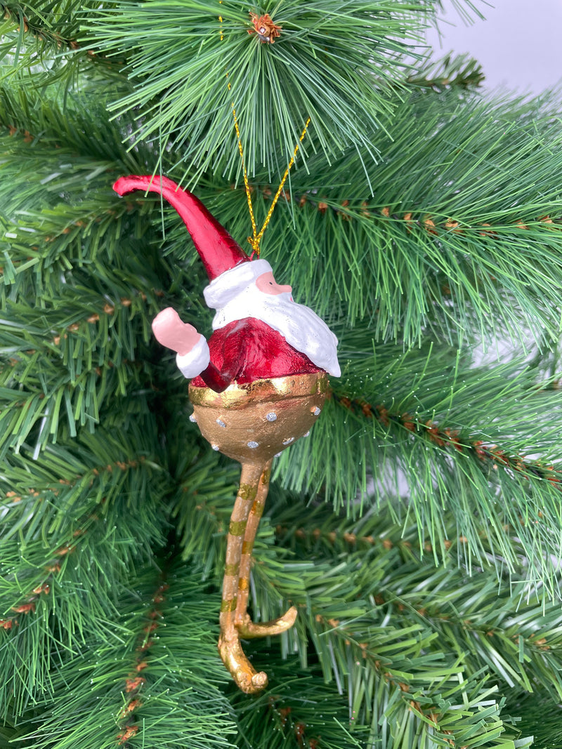 Weihnachtsmann Gabenträger Weihnachten Baumschmuck Figur Deko Anhänger Ornament Christbaumschmuck 16 cm rot-gold mit Geschenk