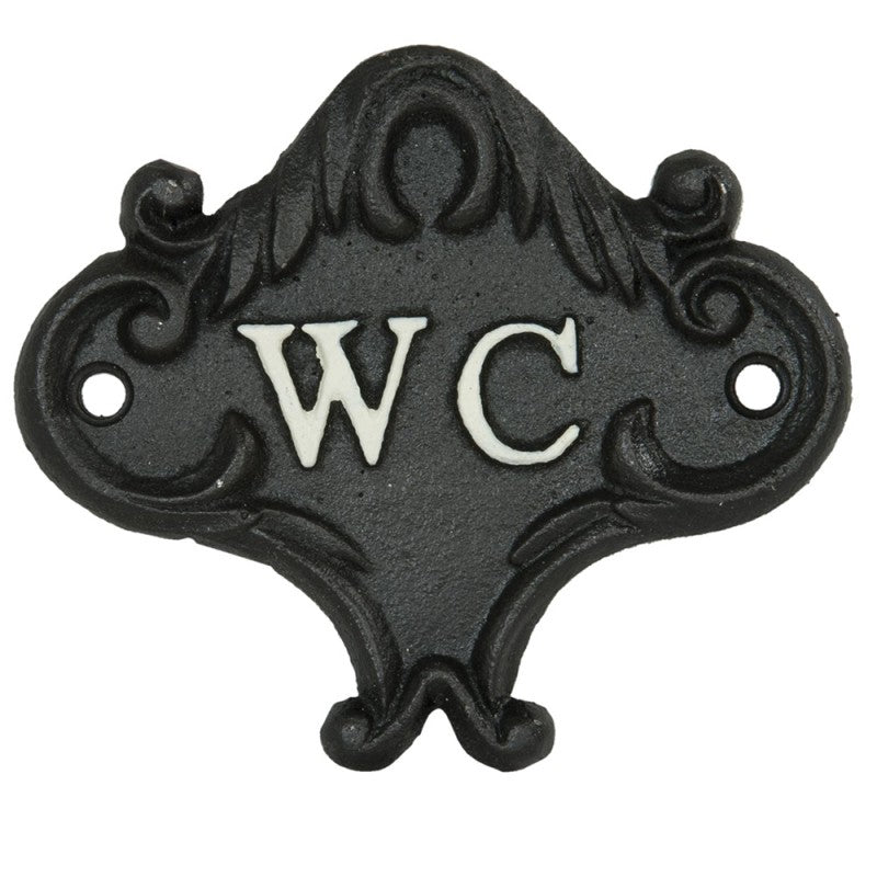 Wohndekoration Badezimmer WC Schild Türdekoration Türschild H/B/T 9/10/0,5 cm Gusseisen Deko braun shabby