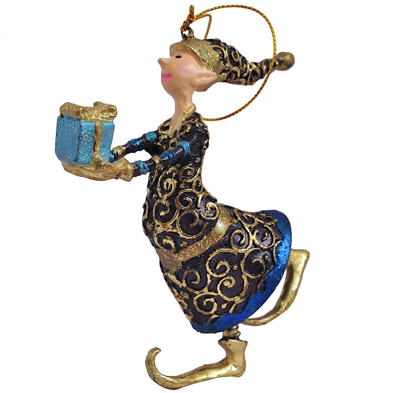 Christbaumschmuck Figur Gabenträger Anhänger Baumschmuck dunkelblau 13 cm