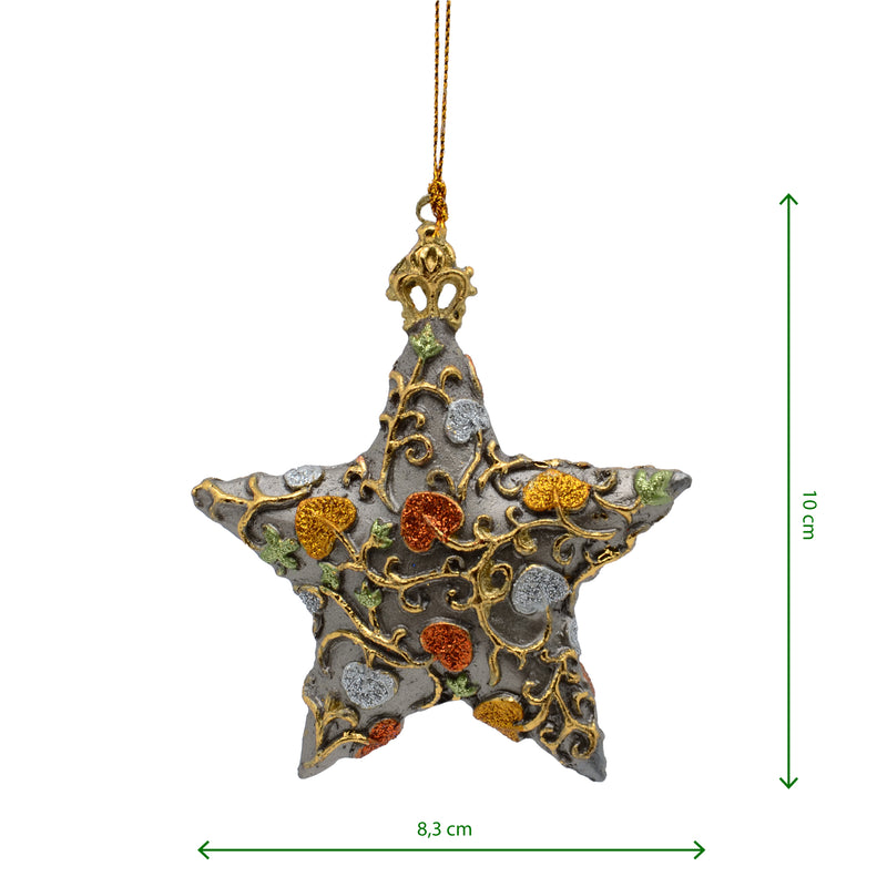 Christbaumschmuck Baumschmuck Stern Weihnachtsbaum Weihnachten Hänger Ranken silber 9cm