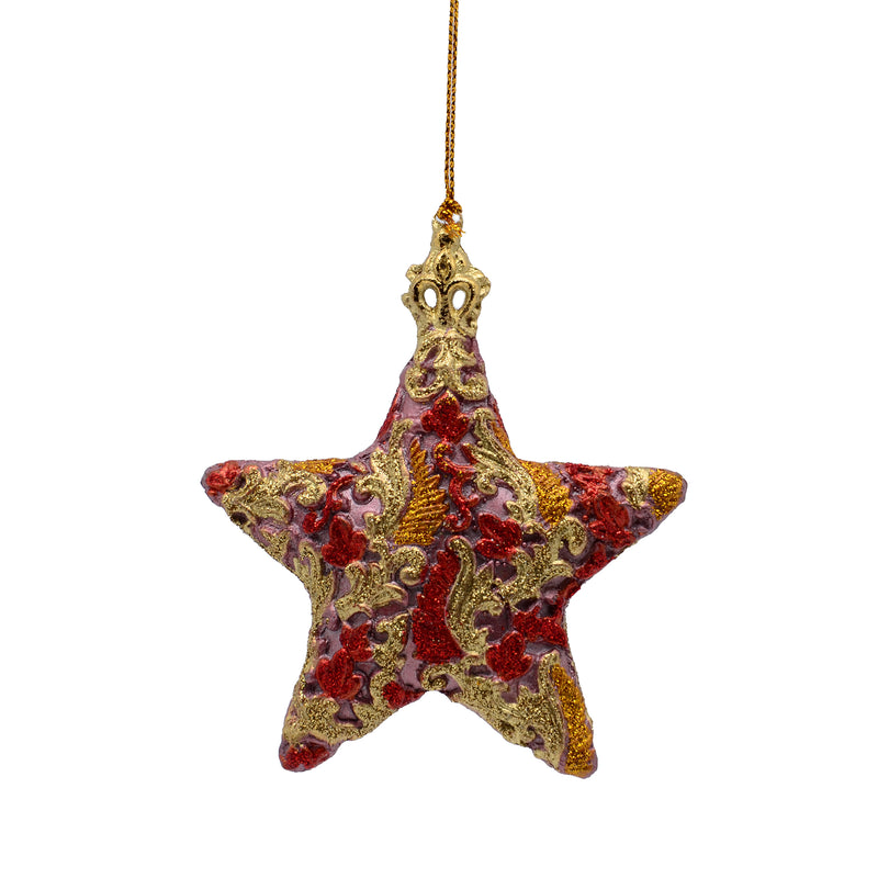 Christbaumschmuck Baumschmuck Stern Weihnachtsbaum Weihnachten Hänger Ranken altrosa 9cm