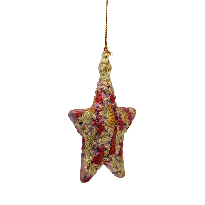 Christbaumschmuck Baumschmuck Stern Weihnachtsbaum Weihnachten Hänger Ranken altrosa 9cm