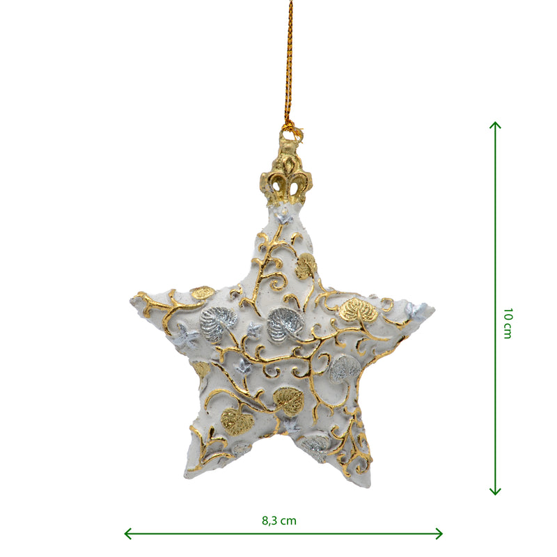 Christbaumschmuck Baumschmuck Stern Weihnachtsbaum Weihnachten Hänger Ranken weiß 9cm